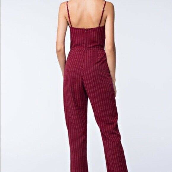 Honey Punch Large Spaghetti Strap Pinstriped Jumpsuit - Picture 4 of 8
